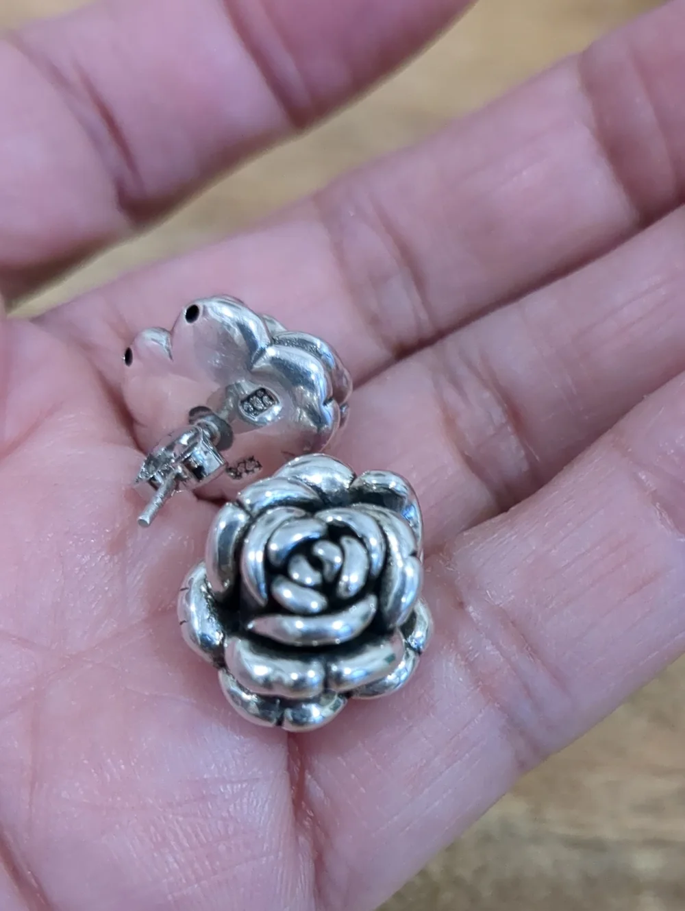 Vintage Sterling Silver Rose Stud Earrings - Floral Sterling Silver Earrings